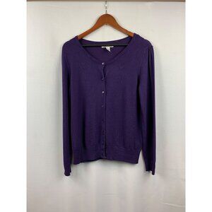 Kenneth Cole Womens Purple Button-Front Cardigan Sweater S